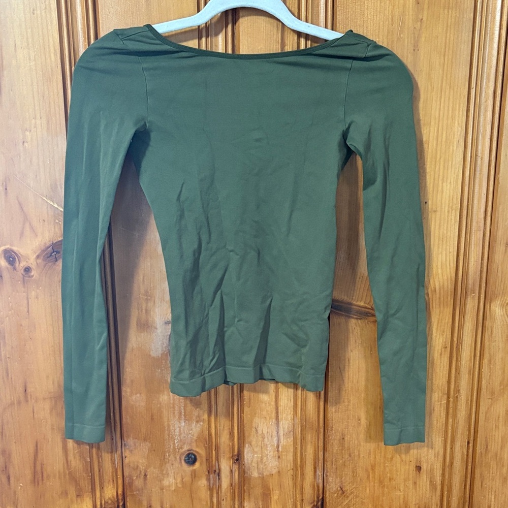Free People Intimately Free Long Sleeve Green Top - Size XS/S
